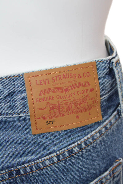 Levis Womens Cotton Zip Button Straight Leg Denim Jeans Blue Size EUR 23