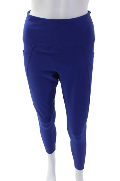 Year Of Ours Womens Pull On High Waisted Pockets Ankle Leggings Blue Size M