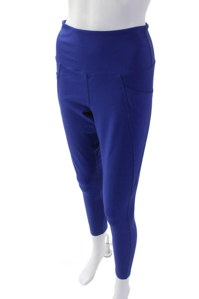 Year Of Ours Womens Pull On High Waisted Pockets Ankle Leggings Blue Size M