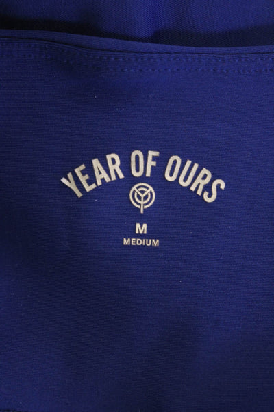 Year Of Ours Womens Pull On High Waisted Pockets Ankle Leggings Blue Size M