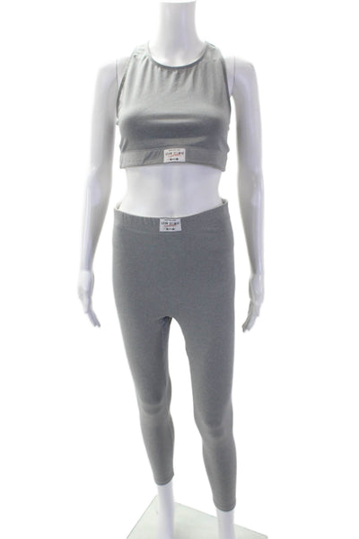 Adam Selman Womens Pull On Ankle Leggings Sports Bra Set Gray Size L