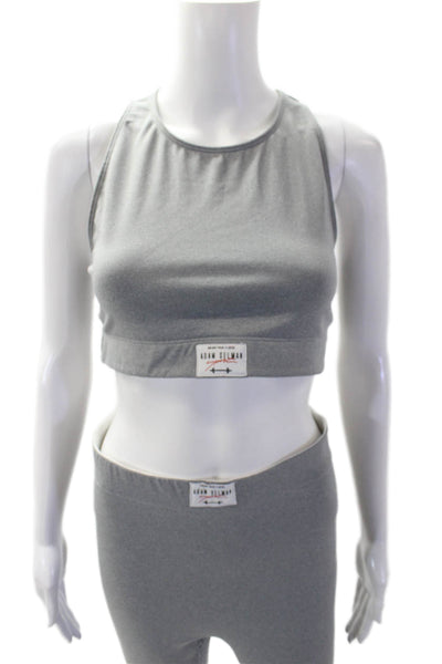Adam Selman Womens Pull On Ankle Leggings Sports Bra Set Gray Size L
