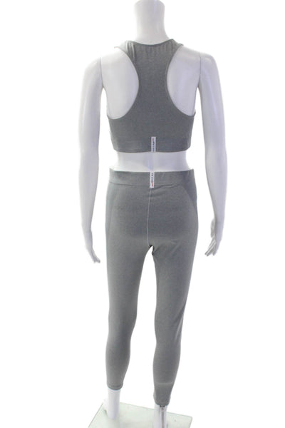 Adam Selman Womens Pull On Ankle Leggings Sports Bra Set Gray Size L