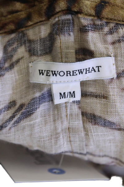 Weworewhat Womens Pocketed Animal Print Overall Shorts Brown Size M