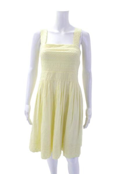 Antonio Melani Womens Floral Embroidered Lined Sleeveless Dress Yellow Size 2
