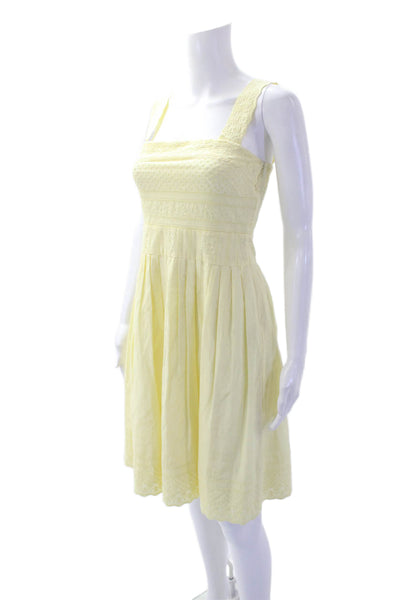 Antonio Melani Womens Floral Embroidered Lined Sleeveless Dress Yellow Size 2