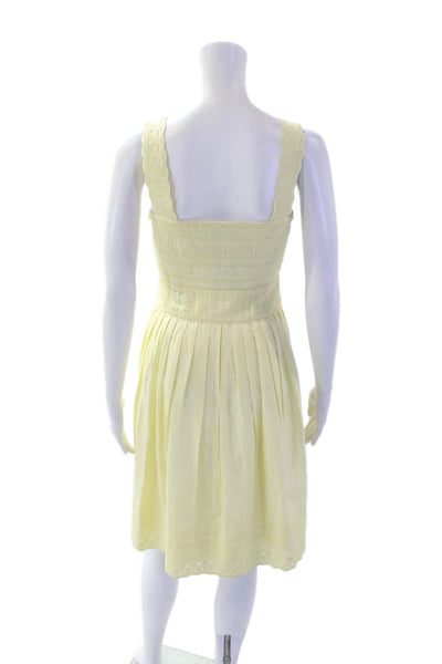 Antonio Melani Womens Floral Embroidered Lined Sleeveless Dress Yellow Size 2