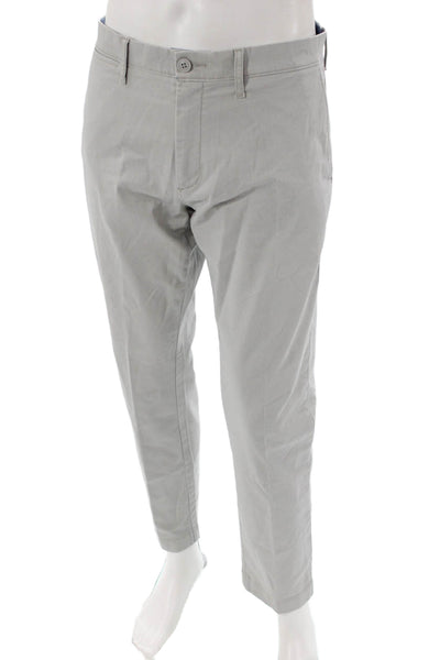 J Crew Mens Cotton Pocketed Flat Front Casual Pants Light Gray Size 34