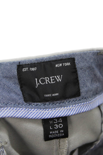 J Crew Mens Cotton Pocketed Flat Front Casual Pants Light Gray Size 34