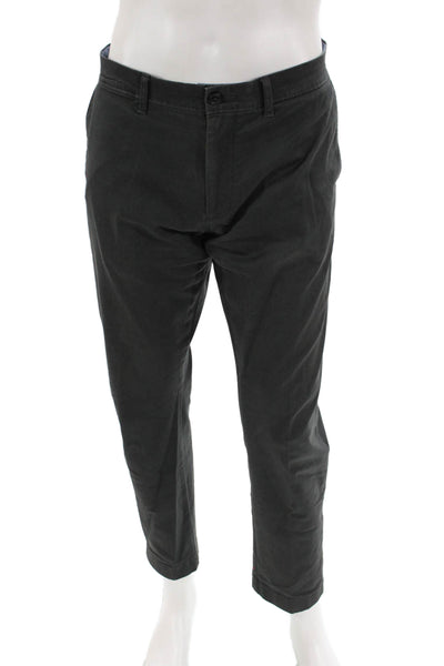 J Crew Mens Cotton Pocketed Straight Legged Pants Dark Green Size 34
