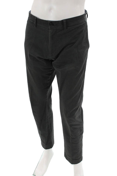 J Crew Mens Cotton Pocketed Straight Legged Pants Dark Green Size 34