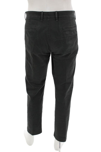 J Crew Mens Cotton Pocketed Straight Legged Pants Dark Green Size 34
