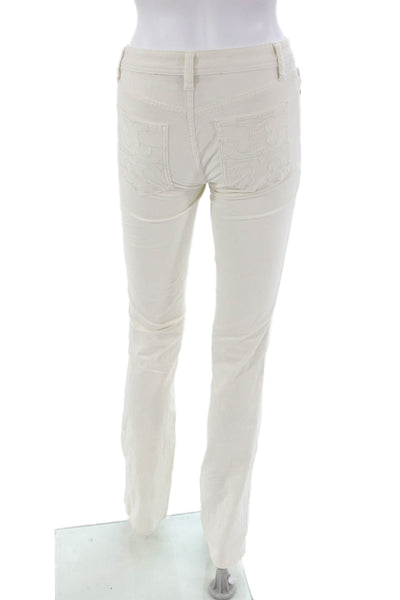 Tory Burch Womens Corduroy High Rise Classic Boot Leg Pants White Size 24