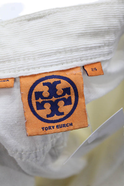 Tory Burch Womens Corduroy High Rise Classic Boot Leg Pants White Size 24