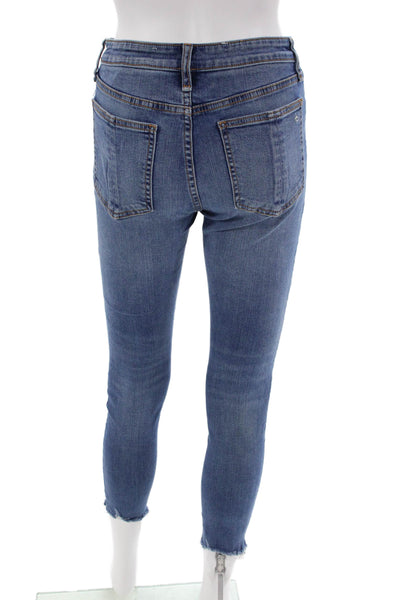 Rag & Bone Womens Cotton Zip Button Fray Leg Jeans Blue Size EUR 25