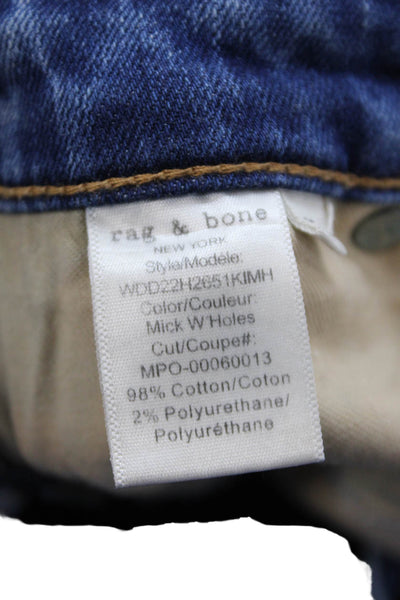 Rag & Bone Womens Cotton Zip Button Fray Leg Jeans Blue Size EUR 25