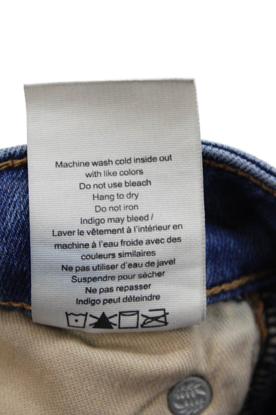 Rag & Bone Womens Cotton Zip Button Fray Leg Jeans Blue Size EUR 25