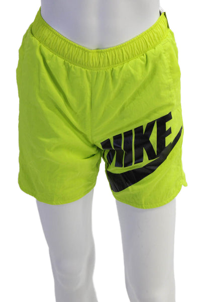 Nike Womens Textured Elastic Waistband Shorts Yellow Size M