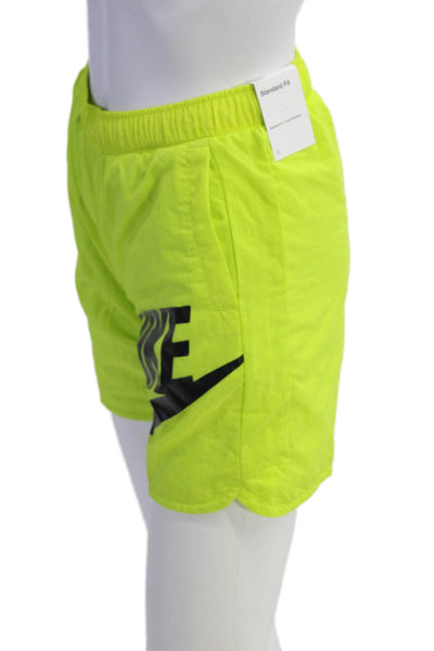 Nike Womens Textured Elastic Waistband Shorts Yellow Size M