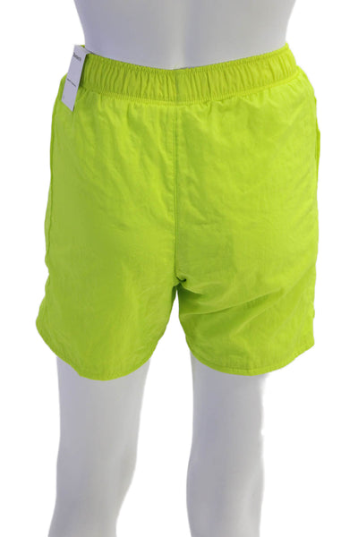 Nike Womens Textured Elastic Waistband Shorts Yellow Size M