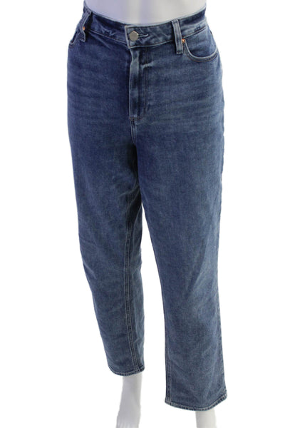 Paige Womens Cotton Zip Button Straight Leg Denim Jeans Blue Size EUR 32