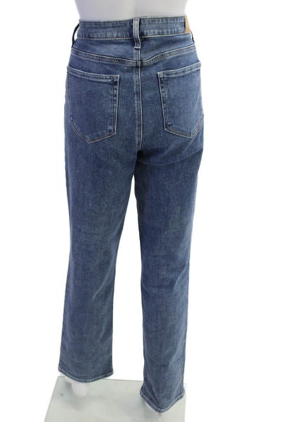Paige Womens Cotton Zip Button Straight Leg Denim Jeans Blue Size EUR 32
