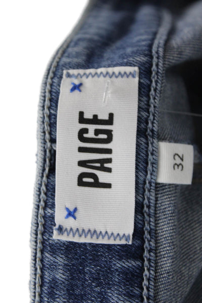 Paige Womens Cotton Zip Button Straight Leg Denim Jeans Blue Size EUR 32