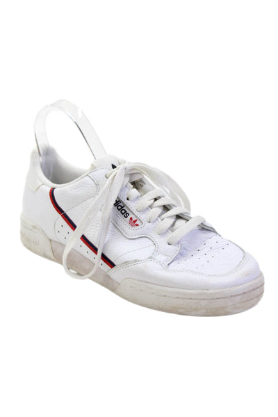 Adidas Womens Leather Paneled Striped Detail Lace Up Sneakers White Size 8