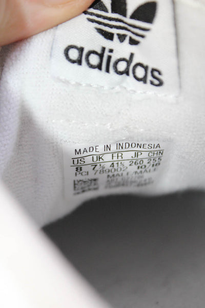 Adidas Womens Leather Paneled Striped Detail Lace Up Sneakers White Size 8