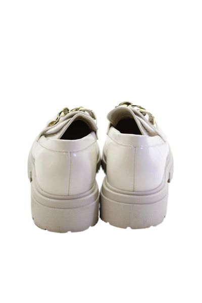 Steve Madden Womens Faux Leather Chain Detail Slip On Loafer Gray Size 9