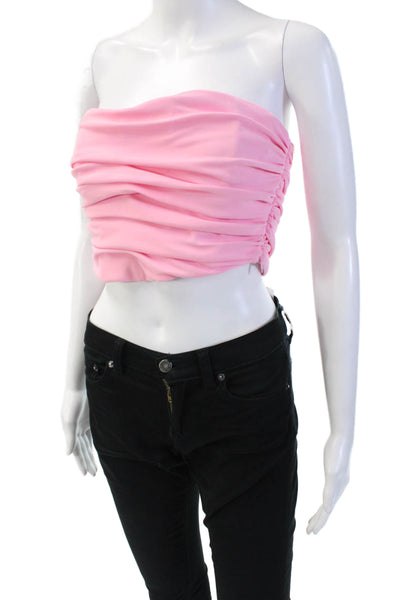 Zara Women's Square Neck Ruched Strapless Tank Top Pink Size M