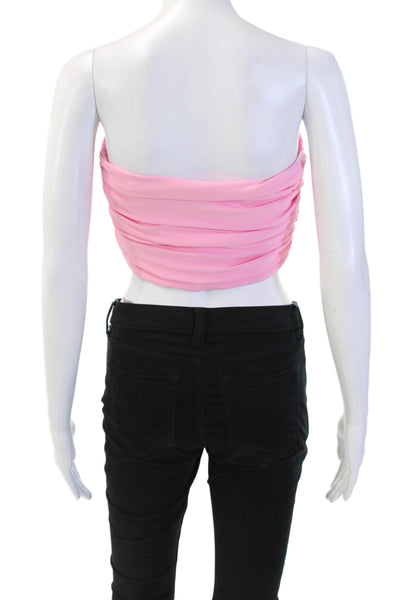 Zara Women's Square Neck Ruched Strapless Tank Top Pink Size M