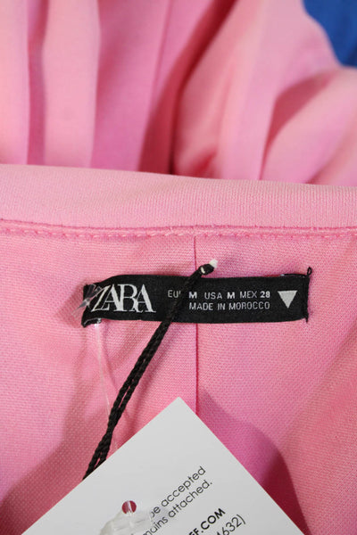 Zara Women's Square Neck Ruched Strapless Tank Top Pink Size M