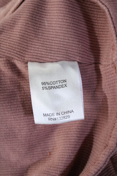 Superdown Women's Scoop Neck Long Sleeves Ribbed Blouse Mauve Size M