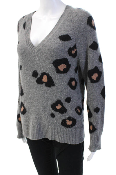360 Cashmere Women's V-Neck Long Sleeves Pullover Sweater Gray Size XS