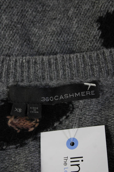 360 Cashmere Women's V-Neck Long Sleeves Pullover Sweater Gray Size XS