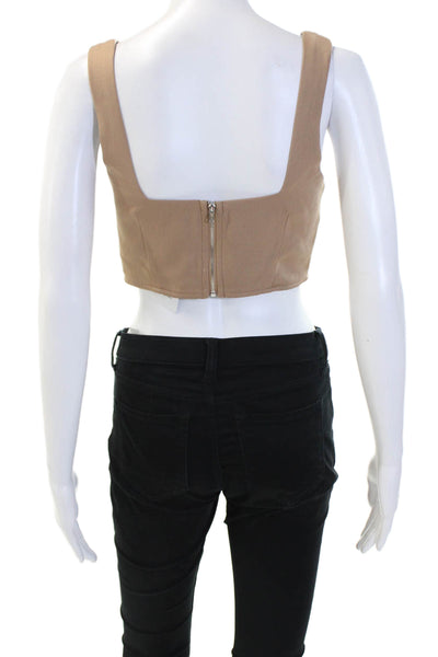 SNDYS. Women's Scoop Neck Sleeveless Corset Cropped Top Brown Size S