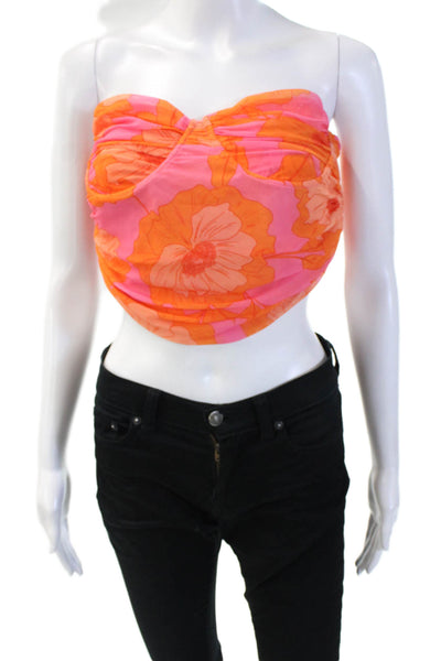 Zara Women's Sweetheart Neckline Ruched Cropped Top Floral Size L