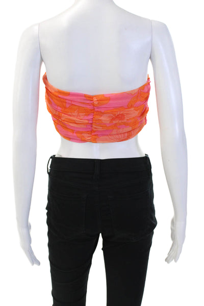 Zara Women's Sweetheart Neckline Ruched Cropped Top Floral Size L