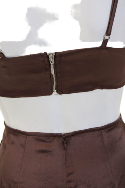White Fox Women's Spaghetti Straps Cut-Outs Mini Dress Brown Size S