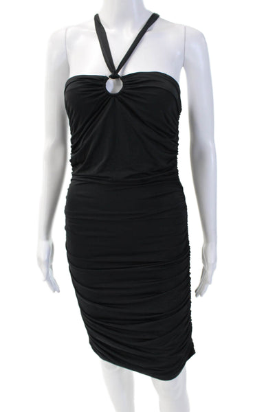 Princess Polly Women's Halter Neck Sleeveless Fitted Mini Dress Black Size 6