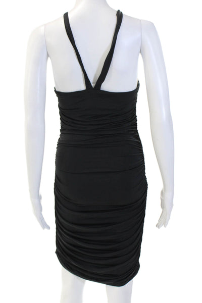 Princess Polly Women's Halter Neck Sleeveless Fitted Mini Dress Black Size 6