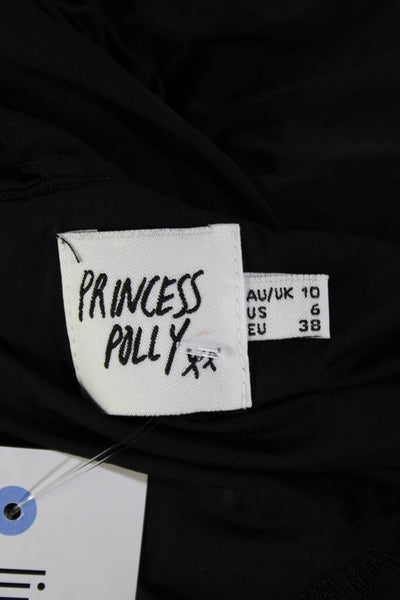 Princess Polly Women's Halter Neck Sleeveless Fitted Mini Dress Black Size 6