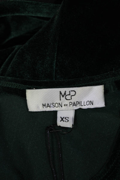 Maison De Papillon Women's Round Neck Puff Sleeves Mini Dress Green Size XS