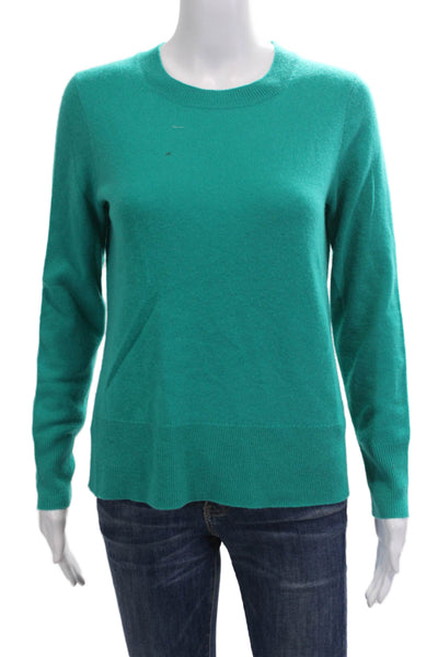 J Crew Womens Cashmere Long Sleeve Round Neck Knit Sweater Green Size XS