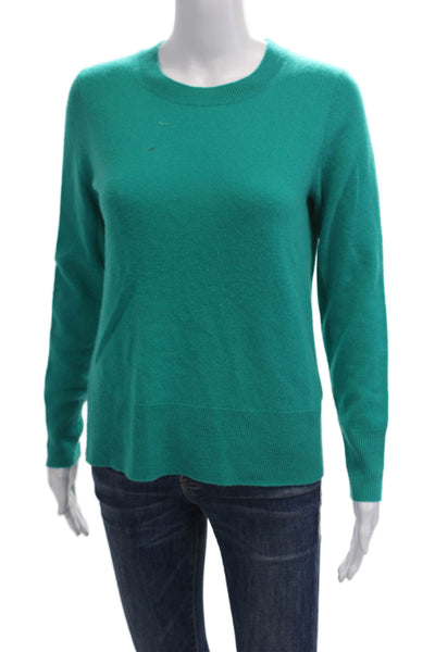 J Crew Womens Cashmere Long Sleeve Round Neck Knit Sweater Green Size XS