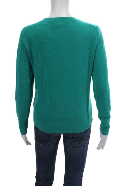J Crew Womens Cashmere Long Sleeve Round Neck Knit Sweater Green Size XS