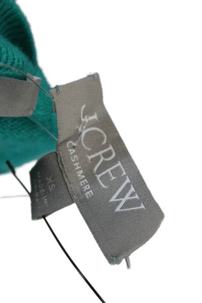 J Crew Womens Cashmere Long Sleeve Round Neck Knit Sweater Green Size XS