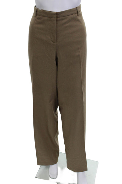 Boss Hugo Boss Womens Wool Pocketed Wide Legged Pants Brown Size 12