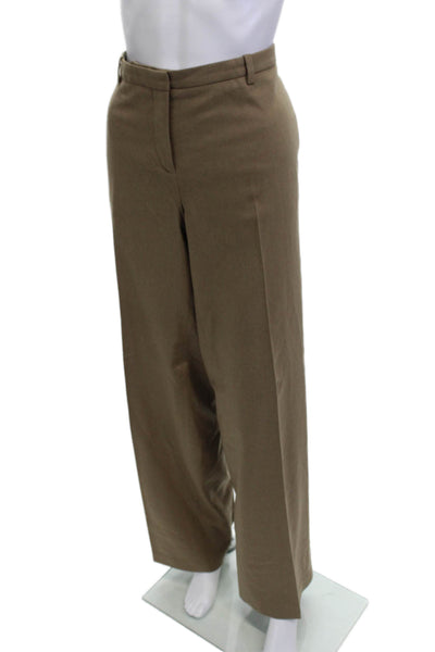 Boss Hugo Boss Womens Wool Pocketed Wide Legged Pants Brown Size 12